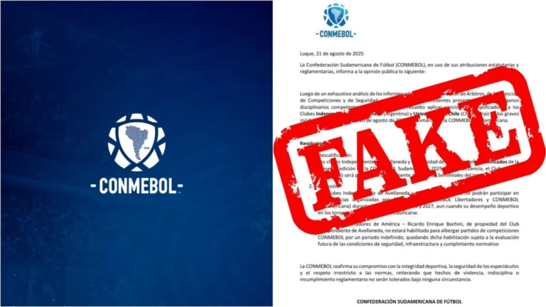 Conmebol desmintió el comunicado con duras sanciones para Independiente y la U. de Chile